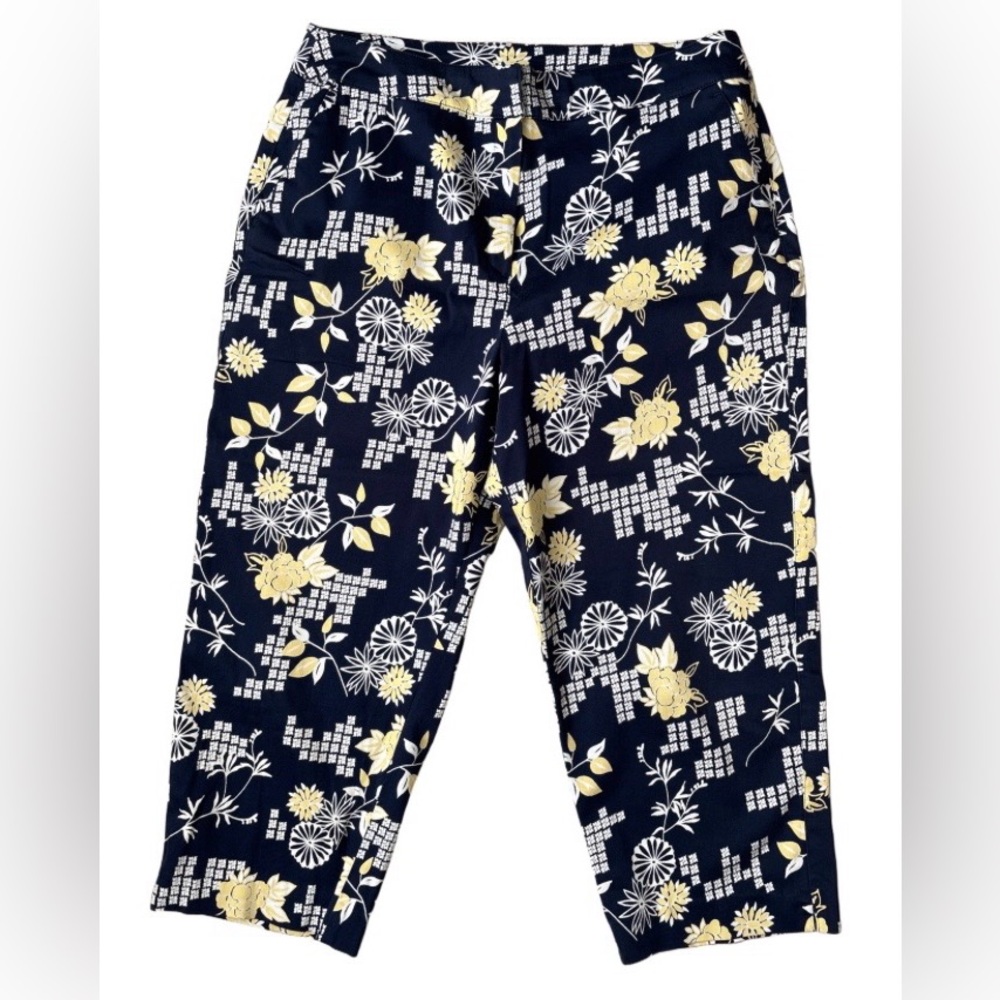 Vintage Tail Activewear Blue, Yellow and White Capri Pants Size 12